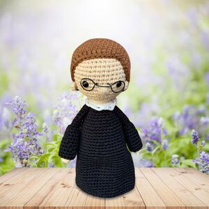 Handmade Crocheted RBG Doll Plushie Ruth Bader Ginsburg Stuffed Doll